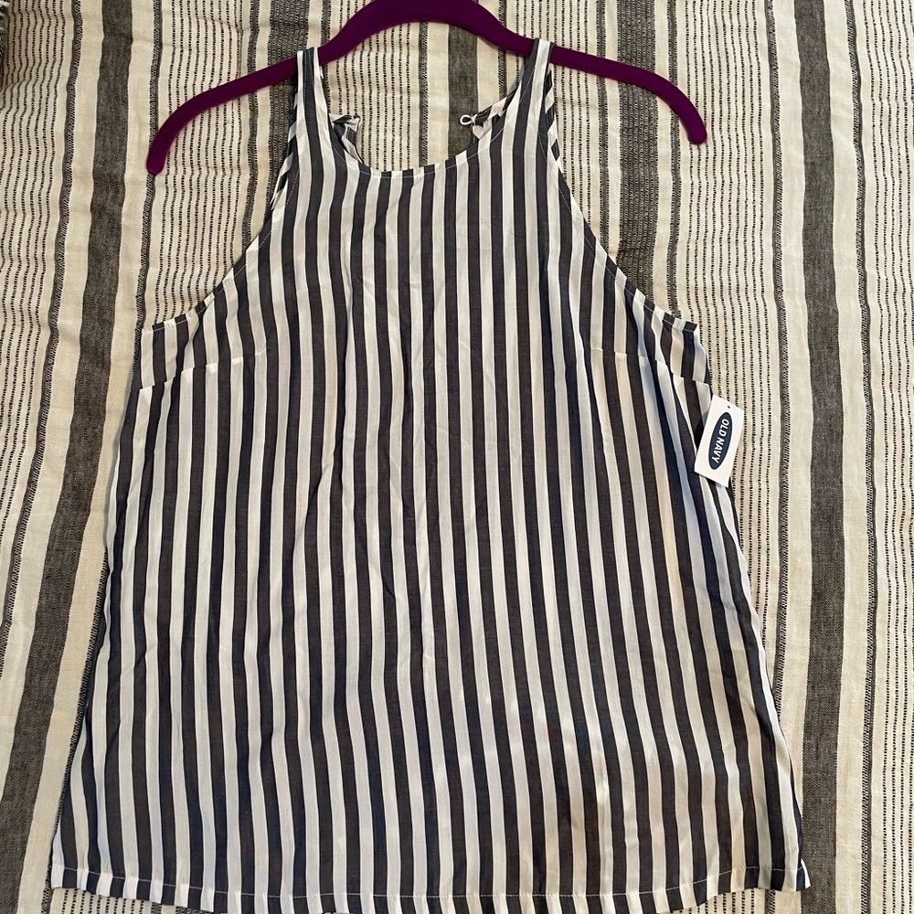 Old Navy Blue and White Stripped High Neck Tank